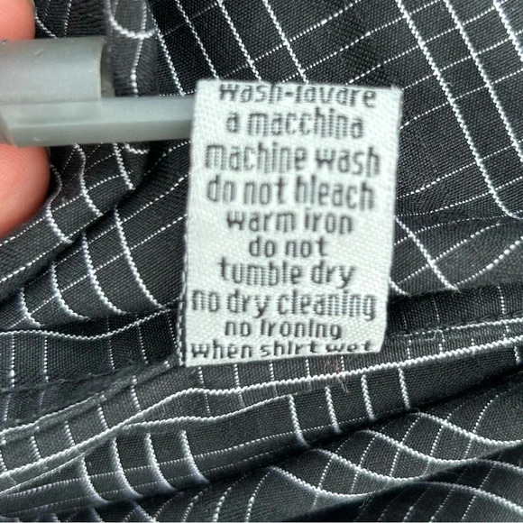 Visconti Uomo Men’s Black Stripe Long Sleeve Button Up Shirt Flip Cuff Size L - Picture 10 of 11